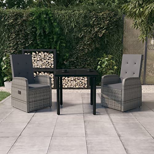 LAPOOH 3-TLG. Garten-Essgruppe mit Kissen Grau, Esstisch Mit Stühlen Set, Gartenmöbel Sitzgruppe, Balkon Möbel, Gartenlounge Set, Terrassenmöbel, Balkonmöbel Set - 3099473 von LAPOOH