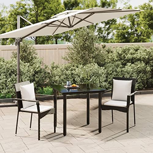 LAPOOH 3-TLG. Garten-Essgruppe mit Kissen Schwarz Poly Rattan, Esstisch Mit Stühlen Set, Gartenmöbel Sitzgruppe, Balkon Möbel, Gartenlounge Set, Terrassenmöbel, Balkonmöbel Set - 3185107 LAPOOH 3-TLG. Garten-Essgruppe mit Kissen Schwarz Poly Rattan, Esstisch Mit Stühlen Set, Gartenmöbel Sitzgruppe, Balkon Möbel, Gartenlounge Set, Terrassenmöbel, Balkonmöbel Set - 3185107 von LAPOOH