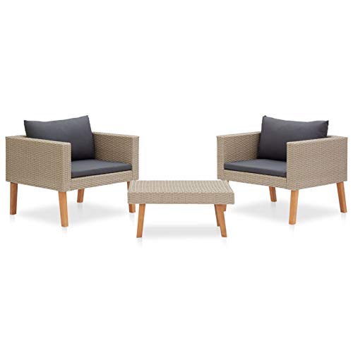 LAPOOH 3-TLG. Garten-Lounge-Set mit Auflagen Poly Rattan Beige, Lounge Gartenmöbel Set, Terassenmöbel Wetterfest, Loungemöbel Terrasse, Gartenlounge, Garten Loungemöbel Set, 310217 LAPOOH 3-TLG. Garten-Lounge-Set mit Auflagen Poly Rattan Beige, Lounge Gartenmöbel Set, Terassenmöbel Wetterfest, Loungemöbel Terrasse, Gartenlounge, Garten Loungemöbel Set, 310217 von LAPOOH