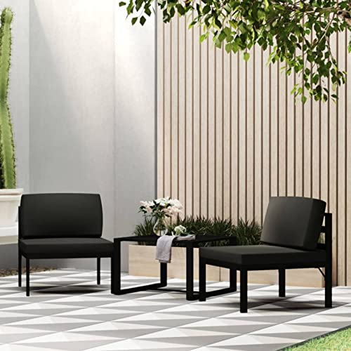 LAPOOH 3-TLG. Garten-Sofagarnitur mit Kissen, Lounge Sofa Outdoor, Garten Loungemöbel, Gartensofa, Gartenlounge, Balkon Set Möbel, Aluminium Anthrazit von LAPOOH