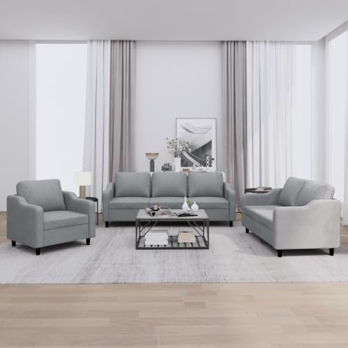 LAPOOH 3-TLG. Sofagarnitur mit Kissen Hellgrau Stoff, Sofas & Couches, Sofa Wohnzimmer, Relaxsofa, Sofa Für Schlafzimmer - 3201770 von LAPOOH