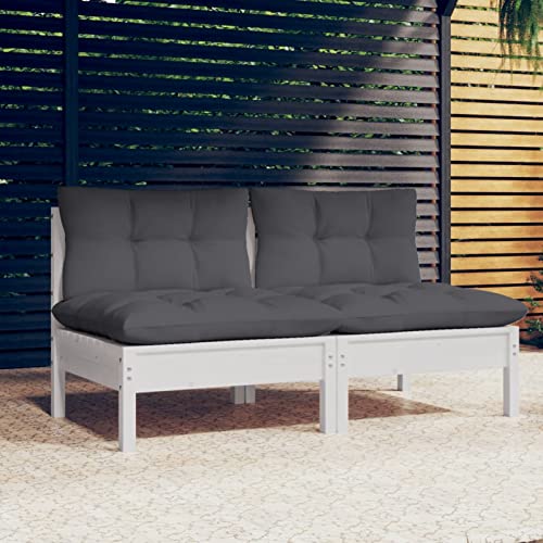 LAPOOH 3095993 Gartensofa, 2-Sitzer, mit Kissen, Kiefernholz, Anthrazit, Gartenmöbel, Outdoor-Möbel, Terrasse von LAPOOH