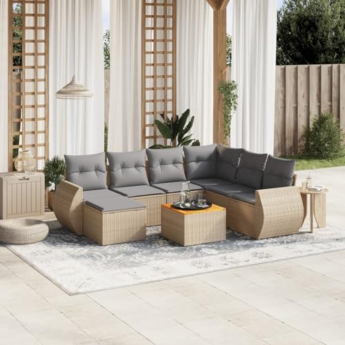 LAPOOH 3225121 Gartenmöbel-Set mit Kissen, Beige, 8-teilig, PE-Rattan, Gartenmöbel, Gartenmöbel, Gartenmöbel-Set LAPOOH 3225121 Gartenmöbel-Set mit Kissen, Beige, 8-teilig, PE-Rattan, Gartenmöbel, Gartenmöbel, Gartenmöbel-Set von LAPOOH