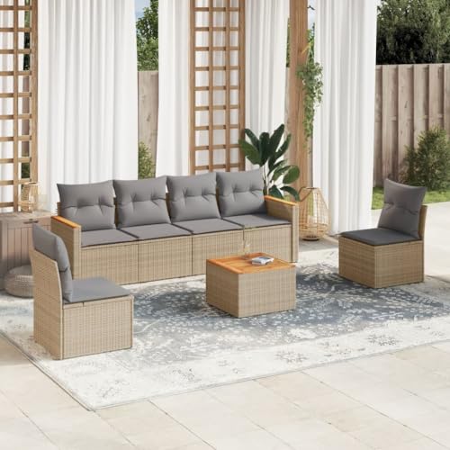 LAPOOH 3225870 Garten-Sofa-Set mit beigefarbenen Kissen, 7-teiliges Rattan-Set, Gartenmöbel, Gartenmöbel, Outdoor-Gartenmöbel LAPOOH 3225870 Garten-Sofa-Set mit beigefarbenen Kissen, 7-teiliges Rattan-Set, Gartenmöbel, Gartenmöbel, Outdoor-Gartenmöbel von LAPOOH