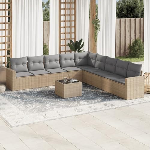 LAPOOH 3251436 Garten-Sofa-Set mit Kissen, Beige, 10-teiliges Rattan-Sofa, Gartensofa, Terrassensofas, Gartenmöbel LAPOOH 3251436 Garten-Sofa-Set mit Kissen, Beige, 10-teiliges Rattan-Sofa, Gartensofa, Terrassensofas, Gartenmöbel von LAPOOH