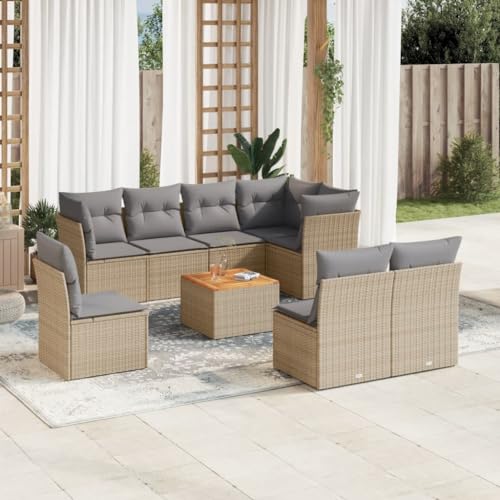 LAPOOH 3256073 Garten-Sofa-Set mit beigefarbenen Kissen, 9-teiliges Rattan-Set, Gartenmöbel, Outdoor-Gartenmöbel, Gartenmöbel-Set LAPOOH 3256073 Garten-Sofa-Set mit beigefarbenen Kissen, 9-teiliges Rattan-Set, Gartenmöbel, Outdoor-Gartenmöbel, Gartenmöbel-Set von LAPOOH