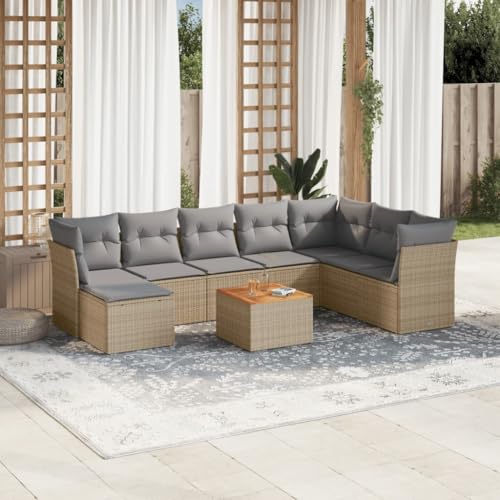 LAPOOH 3256115 Garten-Sofa-Set mit beigefarbenen Kissen, 9-teiliges Rattan-Set für den Außenbereich, Gartenmöbel, Gartenmöbel, Outdoor-Gartenmöbel LAPOOH 3256115 Garten-Sofa-Set mit beigefarbenen Kissen, 9-teiliges Rattan-Set für den Außenbereich, Gartenmöbel, Gartenmöbel, Outdoor-Gartenmöbel von LAPOOH