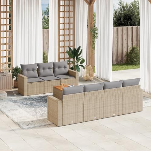 LAPOOH 3256360 Gartenmöbel-Set mit Kissen, Beige, 8-teiliges Rattan-Set, Gartenmöbel, Gartenmöbel, Gartenmöbel-Set für den Außenbereich LAPOOH 3256360 Gartenmöbel-Set mit Kissen, Beige, 8-teiliges Rattan-Set, Gartenmöbel, Gartenmöbel, Gartenmöbel-Set für den Außenbereich von LAPOOH