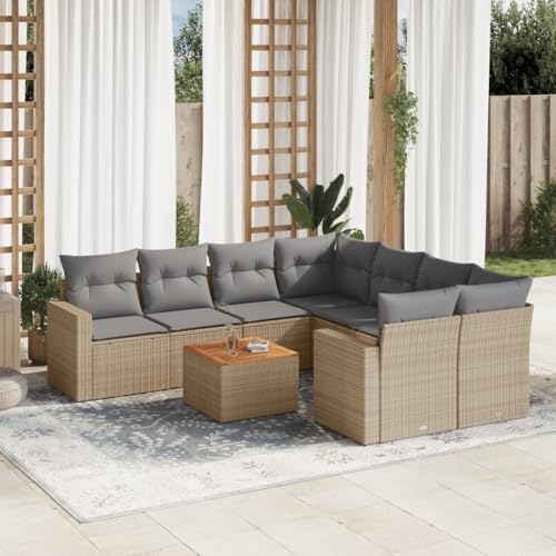 LAPOOH 3256381 Garten-Sofa-Set mit beigefarbenen Kissen, 9-teiliges Rattan-Set, Gartenmöbel, Outdoor-Gartenmöbel, Gartenmöbel-Set LAPOOH 3256381 Garten-Sofa-Set mit beigefarbenen Kissen, 9-teiliges Rattan-Set, Gartenmöbel, Outdoor-Gartenmöbel, Gartenmöbel-Set von LAPOOH