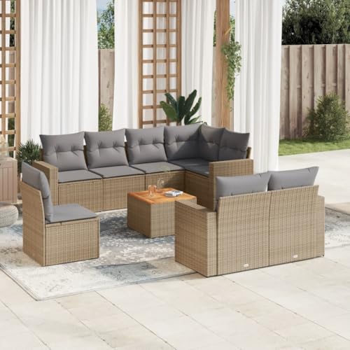 LAPOOH 3256549 Garten-Sofa-Set mit beigefarbenen Kissen, 9-teiliges Rattan-Set, Gartenmöbel, Outdoor-Gartenmöbel, Gartenmöbel-Set LAPOOH 3256549 Garten-Sofa-Set mit beigefarbenen Kissen, 9-teiliges Rattan-Set, Gartenmöbel, Outdoor-Gartenmöbel, Gartenmöbel-Set von LAPOOH