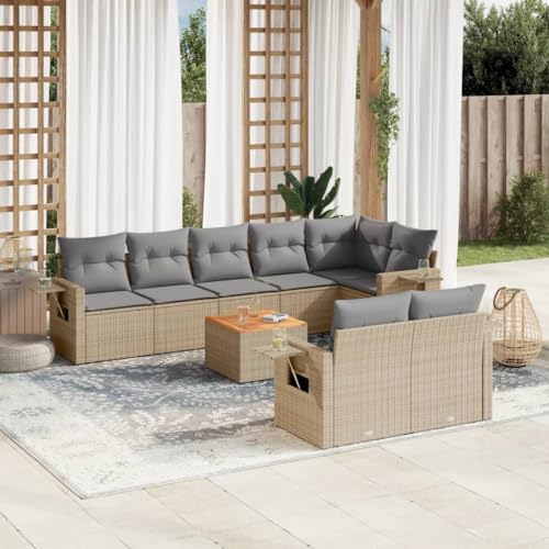 LAPOOH 3256983 Gartenmöbel-Set mit Kissen, Beige, 9-teiliges Rattan-Set, Gartenmöbel, Gartenmöbel, Gartenmöbel-Set für den Außenbereich LAPOOH 3256983 Gartenmöbel-Set mit Kissen, Beige, 9-teiliges Rattan-Set, Gartenmöbel, Gartenmöbel, Gartenmöbel-Set für den Außenbereich von LAPOOH
