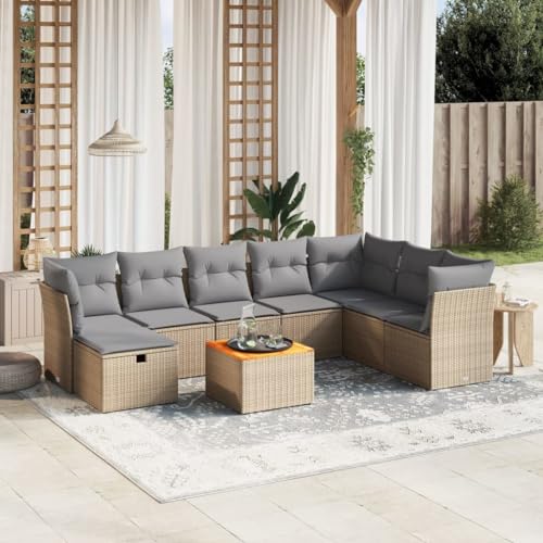 LAPOOH 3264762 Garten-Sofa-Set mit beigefarbenen Kissen, 9-teiliges Rattan-Set, Gartenmöbel, Outdoor-Gartenmöbel, Gartenmöbel-Set LAPOOH 3264762 Garten-Sofa-Set mit beigefarbenen Kissen, 9-teiliges Rattan-Set, Gartenmöbel, Outdoor-Gartenmöbel, Gartenmöbel-Set von LAPOOH