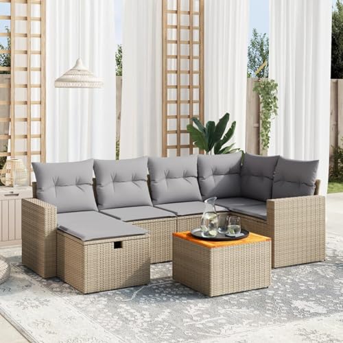 LAPOOH 3264839 Garten-Sofa-Set mit beigefarbenen Kissen, 7-teiliges Rattan-Set, Gartenmöbel, Gartenmöbel, Outdoor-Gartenmöbel-Set LAPOOH 3264839 Garten-Sofa-Set mit beigefarbenen Kissen, 7-teiliges Rattan-Set, Gartenmöbel, Gartenmöbel, Outdoor-Gartenmöbel-Set von LAPOOH