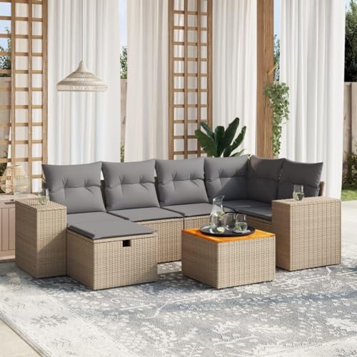LAPOOH 3265175 Garten-Sofa-Set mit beigefarbenen Kissen, 7-teiliges Rattan-Set, Gartenmöbel, Gartenmöbel, Outdoor-Gartenmöbel-Set LAPOOH 3265175 Garten-Sofa-Set mit beigefarbenen Kissen, 7-teiliges Rattan-Set, Gartenmöbel, Gartenmöbel, Outdoor-Gartenmöbel-Set von LAPOOH