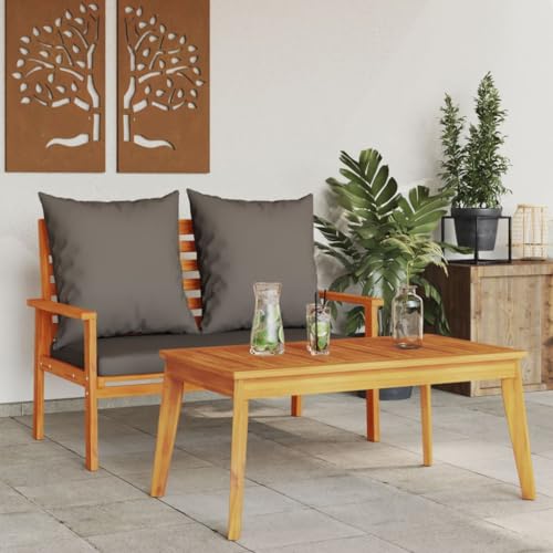 LAPOOH 366382 Gartenmöbel-Set mit Kissen aus massivem Akazienholz, Gartenmöbel-Set für den Außenbereich, Gartenmöbel, Gartenmöbel von LAPOOH