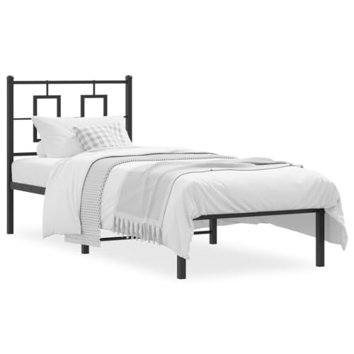 LAPOOH 374231 Bettgestell mit Kopfteil, Metall, Schwarz, 75 x 190 cm, Bettgestell, Bed Frame, Jugendbett, Schlafzimmerbett, Lattenrost LAPOOH 374231 Bettgestell mit Kopfteil, Metall, Schwarz, 75 x 190 cm, Bettgestell, Bed Frame, Jugendbett, Schlafzimmerbett, Lattenrost von LAPOOH