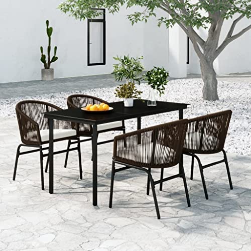 LAPOOH 5-TLG. Garten-Essgruppe Braun, Esstisch Mit Stühlen Set, Gartenmöbel Sitzgruppe, Balkon Möbel, Gartenlounge Set, Terrassenmöbel, Balkonmöbel Set - 3099229 von LAPOOH