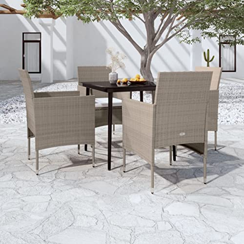 LAPOOH 5-TLG. Garten-Essgruppe mit Kissen Beige und Schwarz, Esstisch Mit Stühlen Set, Gartenmöbel Sitzgruppe, Balkon Möbel, Gartenlounge Set, Terrassenmöbel, Balkonmöbel Set - 3099318 LAPOOH 5-TLG. Garten-Essgruppe mit Kissen Beige und Schwarz, Esstisch Mit Stühlen Set, Gartenmöbel Sitzgruppe, Balkon Möbel, Gartenlounge Set, Terrassenmöbel, Balkonmöbel Set - 3099318 von LAPOOH