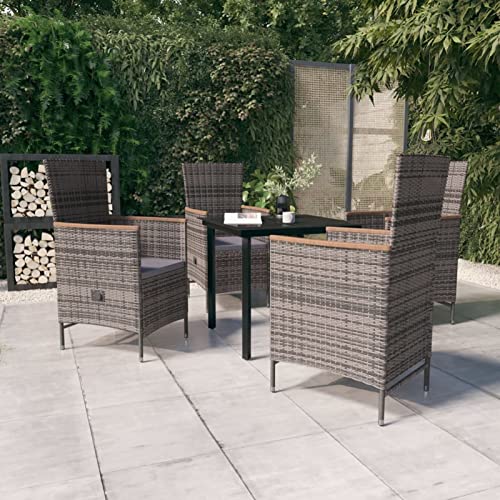 LAPOOH 5-TLG. Garten-Essgruppe mit Kissen Grau, Esstisch Mit Stühlen Set, Gartenmöbel Sitzgruppe, Balkon Möbel, Gartenlounge Set, Terrassenmöbel, Balkonmöbel Set - 3099432 von LAPOOH