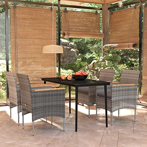 LAPOOH 5-TLG. Garten-Essgruppe mit Kissen Grau und Schwarz, Esstisch Mit Stühlen Set, Gartenmöbel Sitzgruppe, Balkon Möbel, Gartenlounge Set, Terrassenmöbel, Balkonmöbel Set - 3099349 von LAPOOH
