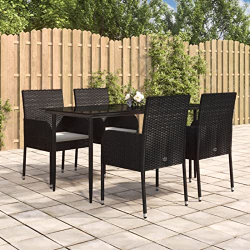 LAPOOH 5-TLG. Garten-Essgruppe mit Kissen Schwarz Poly Rattan, Esstisch Mit Stühlen Set, Gartenmöbel Sitzgruppe, Balkon Möbel, Gartenlounge Set, Terrassenmöbel, Balkonmöbel Set - 3185145 LAPOOH 5-TLG. Garten-Essgruppe mit Kissen Schwarz Poly Rattan, Esstisch Mit Stühlen Set, Gartenmöbel Sitzgruppe, Balkon Möbel, Gartenlounge Set, Terrassenmöbel, Balkonmöbel Set - 3185145 von LAPOOH