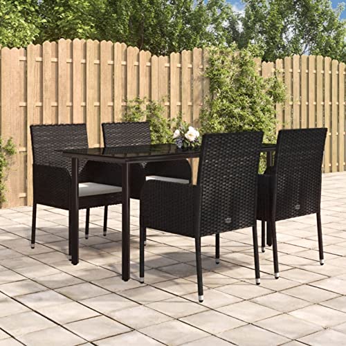 LAPOOH 5-TLG. Garten-Essgruppe mit Kissen Schwarz Poly Rattan, Esstisch Mit Stühlen Set, Gartenmöbel Sitzgruppe, Balkon Möbel, Gartenlounge Set, Terrassenmöbel, Balkonmöbel Set - 3185157 LAPOOH 5-TLG. Garten-Essgruppe mit Kissen Schwarz Poly Rattan, Esstisch Mit Stühlen Set, Gartenmöbel Sitzgruppe, Balkon Möbel, Gartenlounge Set, Terrassenmöbel, Balkonmöbel Set - 3185157 von LAPOOH