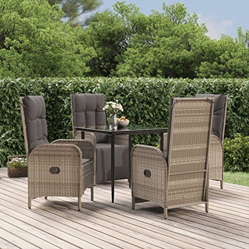 LAPOOH 5-TLG. Garten-Essgruppe mit Kissen Schwarz und Grau Poly Rattan, Esstisch Mit Stühlen Set, Gartenmöbel Sitzgruppe, Balkon Möbel, Gartenlounge Set, Terrassenmöbel, Balkonmöbel Set - 3185185 LAPOOH 5-TLG. Garten-Essgruppe mit Kissen Schwarz und Grau Poly Rattan, Esstisch Mit Stühlen Set, Gartenmöbel Sitzgruppe, Balkon Möbel, Gartenlounge Set, Terrassenmöbel, Balkonmöbel Set - 3185185 von LAPOOH