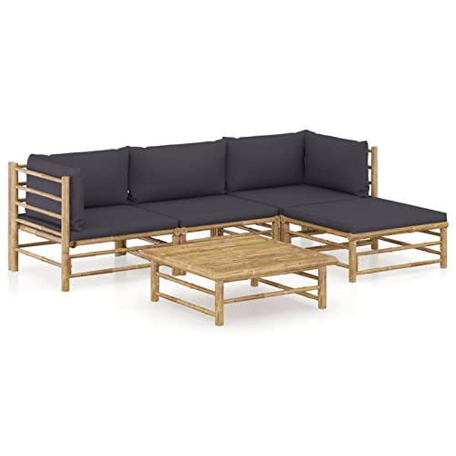 LAPOOH 5-teiliges Gartensofa-Set mit dunkelgrauen Kissen aus Bambus, Set für den Garten, Loungeset für den Außenbereich, Outdoor-Sofas, Gartenmöbel-3058194 LAPOOH 5-teiliges Gartensofa-Set mit dunkelgrauen Kissen aus Bambus, Set für den Garten, Loungeset für den Außenbereich, Outdoor-Sofas, Gartenmöbel-3058194 von LAPOOH