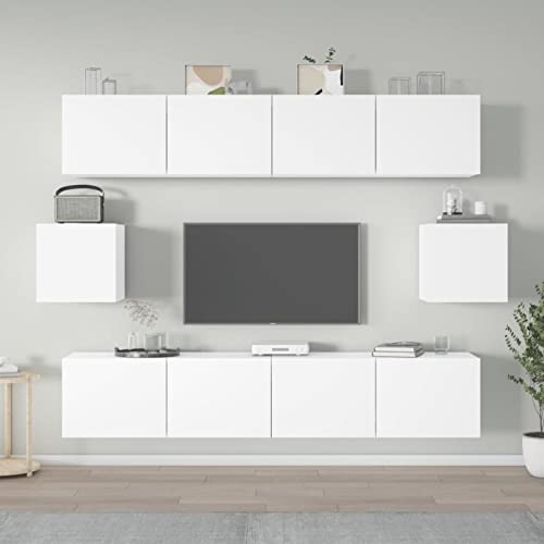 LAPOOH 6-TLG. TV-Schrank-Set Weiß Holzwerkstoff, Wohnzimmer Möbel, Sideboard Wohnzimmer, Fernsehschrank, Tv Kommode, Tv Lowboard, Tv Möbel, Wohnwand - 3114358 von LAPOOH