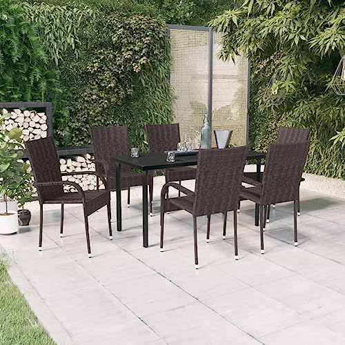 LAPOOH 7-TLG. Garten-Essgruppe Braun und Schwarz, Esstisch Mit Stühlen Set, Gartenmöbel Sitzgruppe, Balkon Möbel, Gartenlounge Set, Terrassenmöbel, Balkonmöbel Set - 3099386 LAPOOH 7-TLG. Garten-Essgruppe Braun und Schwarz, Esstisch Mit Stühlen Set, Gartenmöbel Sitzgruppe, Balkon Möbel, Gartenlounge Set, Terrassenmöbel, Balkonmöbel Set - 3099386 von LAPOOH