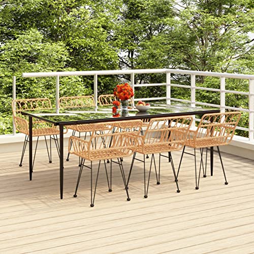 LAPOOH 7-TLG. Garten-Essgruppe Poly Rattan, Esstisch Mit Stühlen Set, Gartenmöbel Sitzgruppe, Balkon Möbel, Gartenlounge Set, Terrassenmöbel, Balkonmöbel Set - 3157850 von LAPOOH