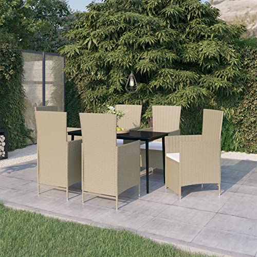LAPOOH 7-TLG. Garten-Essgruppe mit Auflagen Beige, Esstisch Mit Stühlen Set, Gartenmöbel Sitzgruppe, Balkon Möbel, Gartenlounge Set, Terrassenmöbel, Balkonmöbel Set - 3099471 LAPOOH 7-TLG. Garten-Essgruppe mit Auflagen Beige, Esstisch Mit Stühlen Set, Gartenmöbel Sitzgruppe, Balkon Möbel, Gartenlounge Set, Terrassenmöbel, Balkonmöbel Set - 3099471 von LAPOOH