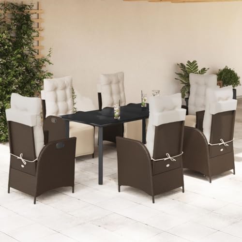 LAPOOH 7-TLG. Garten-Essgruppe mit Kissen Braun Poly Rattan, Esstisch Mit Stühlen Set, Gartenmöbel Sitzgruppe, Balkon Möbel, Gartenlounge Set, Terrassenmöbel, Balkonmöbel Set - 3213417 LAPOOH 7-TLG. Garten-Essgruppe mit Kissen Braun Poly Rattan, Esstisch Mit Stühlen Set, Gartenmöbel Sitzgruppe, Balkon Möbel, Gartenlounge Set, Terrassenmöbel, Balkonmöbel Set - 3213417 von LAPOOH