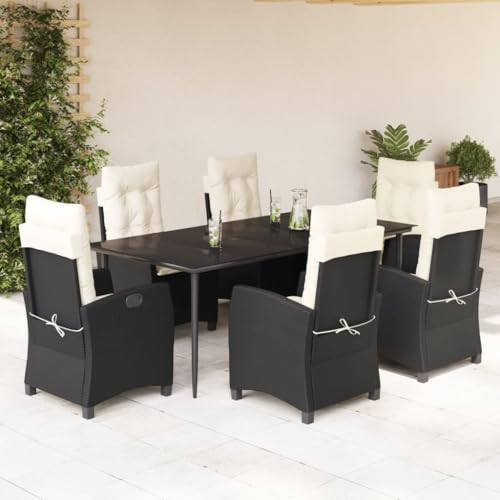 LAPOOH 7-TLG. Garten-Essgruppe mit Kissen Schwarz Poly Rattan, Esstisch Mit Stühlen Set, Gartenmöbel Sitzgruppe, Balkon Möbel, Gartenlounge Set, Terrassenmöbel, Balkonmöbel Set - 3212729 LAPOOH 7-TLG. Garten-Essgruppe mit Kissen Schwarz Poly Rattan, Esstisch Mit Stühlen Set, Gartenmöbel Sitzgruppe, Balkon Möbel, Gartenlounge Set, Terrassenmöbel, Balkonmöbel Set - 3212729 von LAPOOH