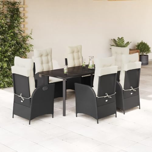 LAPOOH 7-TLG. Garten-Essgruppe mit Kissen Schwarz Poly Rattan, Esstisch Mit Stühlen Set, Gartenmöbel Sitzgruppe, Balkon Möbel, Gartenlounge Set, Terrassenmöbel, Balkonmöbel Set - 3213169 LAPOOH 7-TLG. Garten-Essgruppe mit Kissen Schwarz Poly Rattan, Esstisch Mit Stühlen Set, Gartenmöbel Sitzgruppe, Balkon Möbel, Gartenlounge Set, Terrassenmöbel, Balkonmöbel Set - 3213169 von LAPOOH