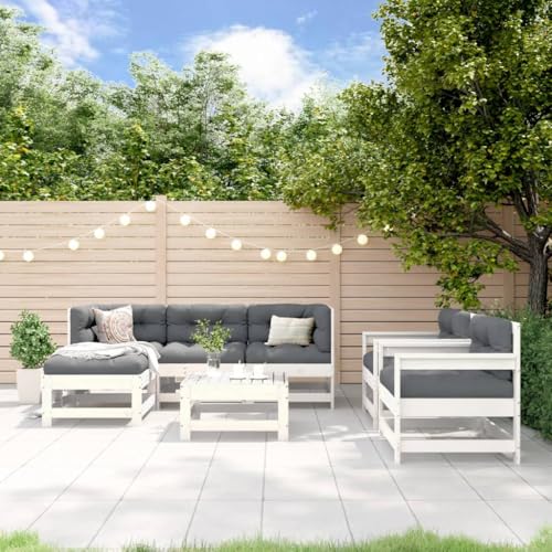 LAPOOH 7-TLG. Garten-Lounge-Set Weiß Massivholz Kiefer, Lounge Gartenmöbel Set, Terassenmöbel Wetterfest, Loungemöbel Terrasse, Gartenlounge, Garten Loungemöbel Set - 3186243 LAPOOH 7-TLG. Garten-Lounge-Set Weiß Massivholz Kiefer, Lounge Gartenmöbel Set, Terassenmöbel Wetterfest, Loungemöbel Terrasse, Gartenlounge, Garten Loungemöbel Set - 3186243 von LAPOOH
