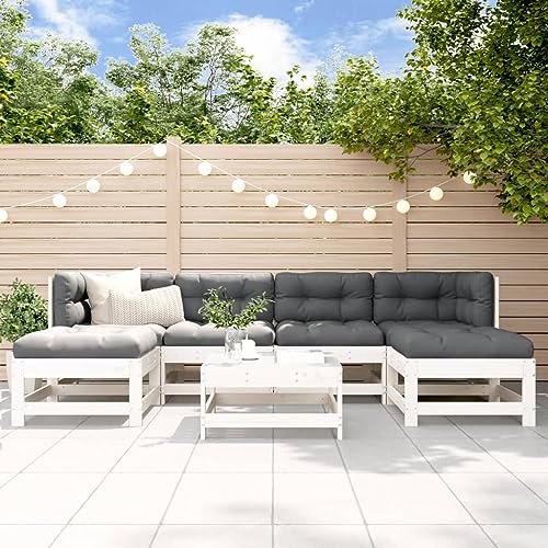 LAPOOH 7-TLG. Garten-Lounge-Set Weiß Massivholz Kiefer, Lounge Gartenmöbel Set, Terassenmöbel Wetterfest, Loungemöbel Terrasse, Gartenlounge, Garten Loungemöbel Set - 3186362 LAPOOH 7-TLG. Garten-Lounge-Set Weiß Massivholz Kiefer, Lounge Gartenmöbel Set, Terassenmöbel Wetterfest, Loungemöbel Terrasse, Gartenlounge, Garten Loungemöbel Set - 3186362 von LAPOOH