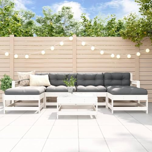 LAPOOH 7-TLG. Garten-Lounge-Set Weiß Massivholz Kiefer, Lounge Gartenmöbel Set, Terassenmöbel Wetterfest, Loungemöbel Terrasse, Gartenlounge, Garten Loungemöbel Set - 3186383 LAPOOH 7-TLG. Garten-Lounge-Set Weiß Massivholz Kiefer, Lounge Gartenmöbel Set, Terassenmöbel Wetterfest, Loungemöbel Terrasse, Gartenlounge, Garten Loungemöbel Set - 3186383 von LAPOOH