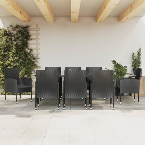 LAPOOH 9-TLG. Garten-Essgruppe Schwarz Poly Rattan und Stahl, Esstisch Mit Stühlen Set, Gartenmöbel Sitzgruppe, Balkon Möbel, Gartenlounge Set, Terrassenmöbel, Balkonmöbel Set - 3203343 LAPOOH 9-TLG. Garten-Essgruppe Schwarz Poly Rattan und Stahl, Esstisch Mit Stühlen Set, Gartenmöbel Sitzgruppe, Balkon Möbel, Gartenlounge Set, Terrassenmöbel, Balkonmöbel Set - 3203343 von LAPOOH