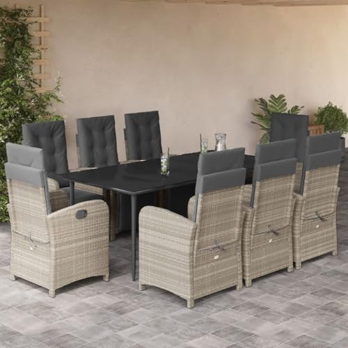 LAPOOH 9-TLG. Garten-Essgruppe mit Kissen Hellgrau Poly Rattan, Esstisch Mit Stühlen Set, Gartenmöbel Sitzgruppe, Balkon Möbel, Gartenlounge Set, Terrassenmöbel, Balkonmöbel Set - 3212604 LAPOOH 9-TLG. Garten-Essgruppe mit Kissen Hellgrau Poly Rattan, Esstisch Mit Stühlen Set, Gartenmöbel Sitzgruppe, Balkon Möbel, Gartenlounge Set, Terrassenmöbel, Balkonmöbel Set - 3212604 von LAPOOH