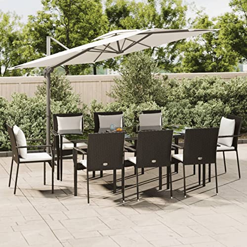 LAPOOH 9-TLG. Garten-Essgruppe mit Kissen Schwarz Poly Rattan, Esstisch Mit Stühlen Set, Gartenmöbel Sitzgruppe, Balkon Möbel, Gartenlounge Set, Terrassenmöbel, Balkonmöbel Set - 3185100 LAPOOH 9-TLG. Garten-Essgruppe mit Kissen Schwarz Poly Rattan, Esstisch Mit Stühlen Set, Gartenmöbel Sitzgruppe, Balkon Möbel, Gartenlounge Set, Terrassenmöbel, Balkonmöbel Set - 3185100 von LAPOOH