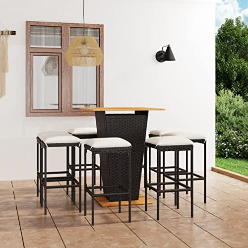 LAPOOH 9-TLG. Gartenbar-Set mit Kissen, Gartenmöbel Sitzgruppe, Tisch Mit Stühlen Set, Outdoor Möbel, Sitzgruppe Garten, Dining Table Set, Poly Rattan Schwarz LAPOOH 9-TLG. Gartenbar-Set mit Kissen, Gartenmöbel Sitzgruppe, Tisch Mit Stühlen Set, Outdoor Möbel, Sitzgruppe Garten, Dining Table Set, Poly Rattan Schwarz von LAPOOH