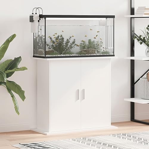 LAPOOH Aquariumständer Weiß 81x36x73 cm Holzwerkstoff, Aquarium Unterschrank, Aquarium Schrank, Aquariumschrank, Aquarium Tisch, Aquarium Stands 833599 von LAPOOH