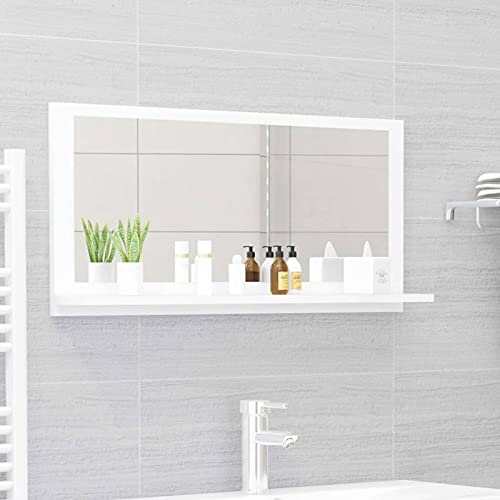 LAPOOH Badspiegel, Wandspiegel, Badezimmerspiegel, Badezimmer Spiegel, Bathroommirror, Weiß 80x10,5x37 cm Spanplatte - at von LAPOOH