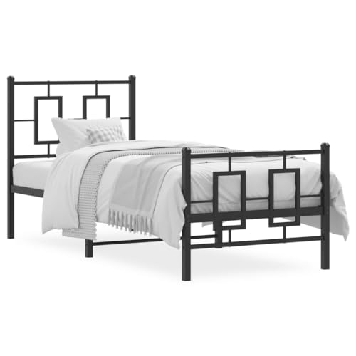 LAPOOH Bettgestell mit Kopfteil und Fußteil aus Metall, schwarz, 75 x 190 cm, Bettgestell, Bettrahmen, Jugendbett, Schlafzimmerbett, Lattenrost - 374249 LAPOOH Bettgestell mit Kopfteil und Fußteil aus Metall, schwarz, 75 x 190 cm, Bettgestell, Bettrahmen, Jugendbett, Schlafzimmerbett, Lattenrost - 374249 von LAPOOH