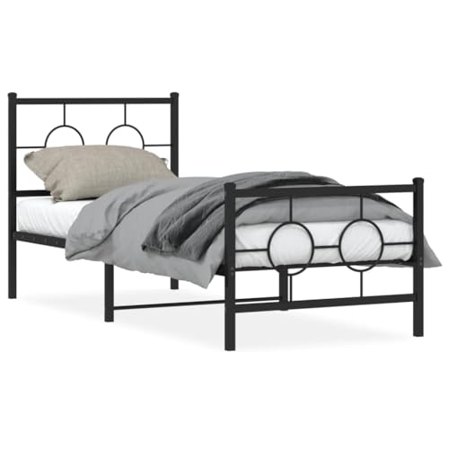 LAPOOH Bettgestell mit Kopfteil und Fußteil aus Metall, schwarz, 75 x 190 cm, Bettgestell, Bettrahmen, Jugendbett, Schlafzimmerbett, Lattenrost - 376234 LAPOOH Bettgestell mit Kopfteil und Fußteil aus Metall, schwarz, 75 x 190 cm, Bettgestell, Bettrahmen, Jugendbett, Schlafzimmerbett, Lattenrost - 376234 von LAPOOH
