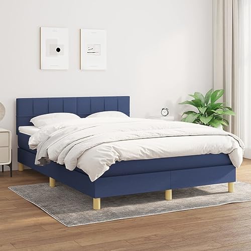 LAPOOH Boxspringbett mit Matratze Blau 140x190 cm Stoff, Bettgestell, Bett, Schlafbett, Bed Frame, Schlafzimmer Bett - 3140615 von LAPOOH