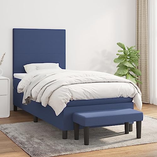 LAPOOH Boxspringbett mit Matratze Blau 90x200 cm Stoff, Bettgestell, Bett, Schlafbett, Bed Frame, Schlafzimmer Bett - 3136411 von LAPOOH
