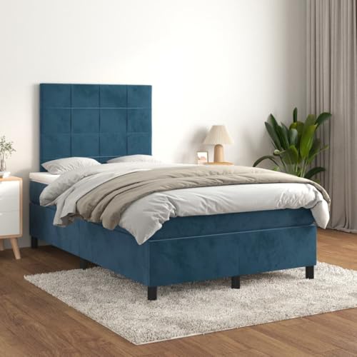 LAPOOH Boxspringbett mit Matratze Dunkelblau 120x200 cm Samt, Bettgestell, Bett, Schlafbett, Bed Frame, Schlafzimmer Bett - 3143017 von LAPOOH