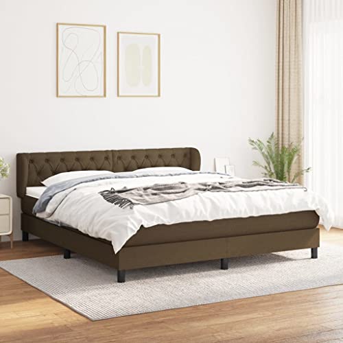 LAPOOH Boxspringbett mit Matratze Dunkelbraun 160x200 cm Stoff, Bettgestell, Bett, Schlafbett, Bed Frame, Schlafzimmer Bett - 3126496 von LAPOOH
